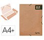 Carpeta liderpapel gomas tres solapas ecouse cartulina 400 gr din a4+ color kraft marron