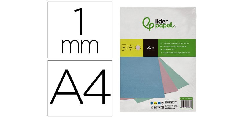 Cubiertas para encuadernar Liderpapel cartón A4 1 mm rosa - Paquete de 50 unidades
