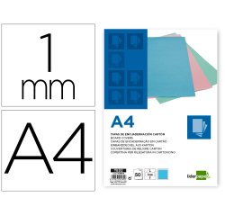 Cubiertas para encuadernar Liderpapel cartón A4 1 mm celeste - Paquete de 50 unidades