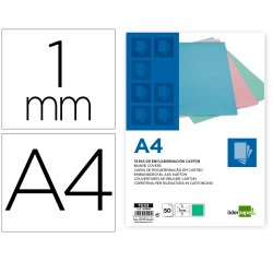 Cubiertas para encuadernar Liderpapel cartón A4 1 mm verde menta - Paquete de 50 unidades