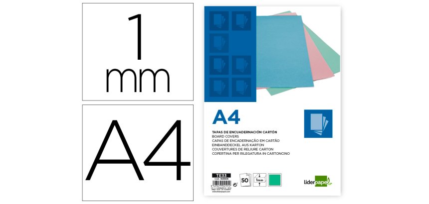 Cubiertas para encuadernar Liderpapel cartón A4 1 mm verde menta - Paquete de 50 unidades