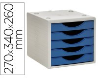 Fichero cajones de sobremesa archivo 2000 5 cajones color azul opaco 270x340x260 mm