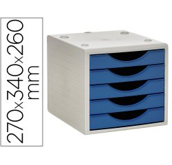 Fichero cajones de sobremesa archivo 2000 5 cajones color azul opaco 270x340x260 mm