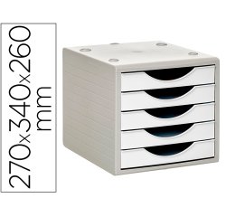 Fichero cajones de sobremesa archivo 2000 5 cajones color blanco opaco 270x340x260 mm
