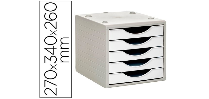 Fichero cajones de sobremesa archivo 2000 5 cajones color blanco opaco 270x340x260 mm