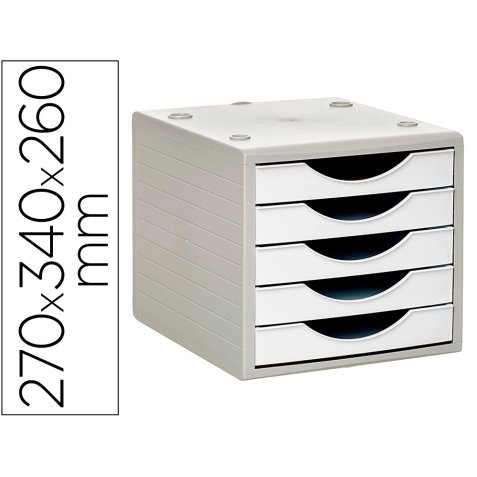 Fichero cajones de sobremesa archivo 2000 5 cajones color blanco opaco 270x340x260 mm