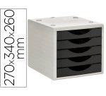 Fichero cajones de sobremesa archivo 2000 5 cajones color negro opaco 270x340x260 mm