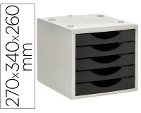 Fichero cajones de sobremesa archivo 2000 5 cajones color negro opaco 270x340x260 mm