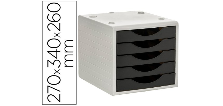 Fichero cajones de sobremesa archivo 2000 5 cajones color negro opaco 270x340x260 mm