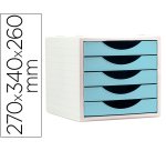Fichero cajones de sobremesa archivo 2000 5 cajones color azul pastel 270x340x260 mm