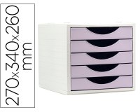 Fichero cajones de sobremesa archivo 2000 5 cajones color lavanda pastel 270x340x260 mm