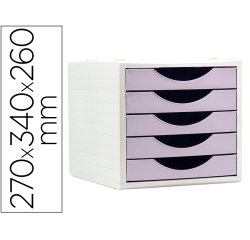 Fichero cajones de sobremesa archivo 2000 5 cajones color lavanda pastel 270x340x260 mm