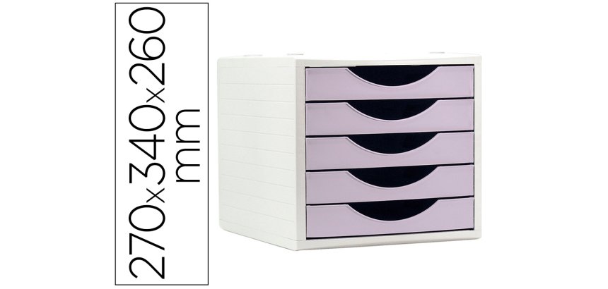 Fichero cajones de sobremesa archivo 2000 5 cajones color lavanda pastel 270x340x260 mm