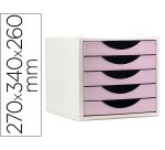 Fichero cajones de sobremesa archivo 2000 5 cajones color rosa pastel 270x340x260 mm
