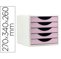 Fichero cajones de sobremesa archivo 2000 5 cajones color rosa pastel 270x340x260 mm