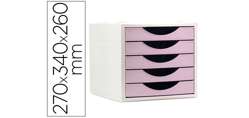 Fichero cajones de sobremesa archivo 2000 5 cajones color rosa pastel 270x340x260 mm