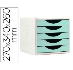 Fichero cajones de sobremesa archivo 2000 5 cajones color verde pastel 270x340x260 mm