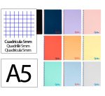 Cuaderno espiral liderpapel a5 wonder tapa plastico 80h 90gr cuadro 5mm con margen colores surtidos