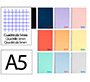 Cuaderno espiral liderpapel a5 wonder tapa plastico 80h 90gr cuadro 5mm con margen colores surtidos