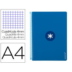 Cuaderno espiral a4 antartik tapa dura 80h 90gr cuadro 4mm con margen color azul oscuro