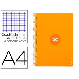 Cuaderno espiral a4 antartik tapa dura 80h 90gr cuadro 4mm con margen color mostaza