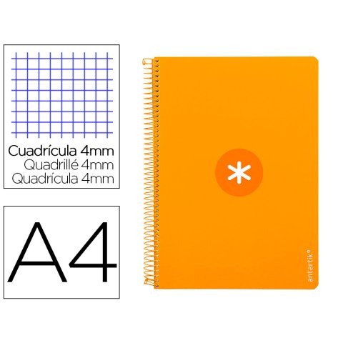Cuaderno espiral a4 antartik tapa dura 80h 90gr cuadro 4mm con margen color mostaza