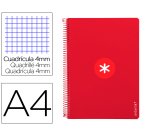 Cuaderno espiral a4 antartik tapa dura 80h 90gr cuadro 4mm con margen color frambuesa