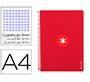 Cuaderno espiral a4 antartik tapa dura 80h 90gr cuadro 4mm con margen color frambuesa