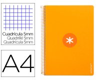 Cuaderno espiral antartik a4 micro tapa dura 80h 100gr cuadro 5mm sin banda4 taladros color mostaza