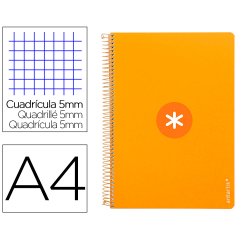 Cuaderno espiral antartik a4 micro tapa dura 80h 100gr cuadro 5mm sin banda4 taladros color mostaza