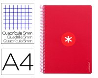 Cuaderno espiral antartik a4 micro tapa dura 80h 100gr cuadro 5mm sin banda4 taladros color frambuesa