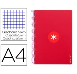 Cuaderno espiral antartik a4 micro tapa dura 80h 100gr cuadro 5mm sin banda4 taladros color frambuesa