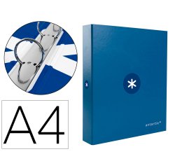 Carpeta antartik a4 forrada 4 anillas 25 mm redondas color azul marino
