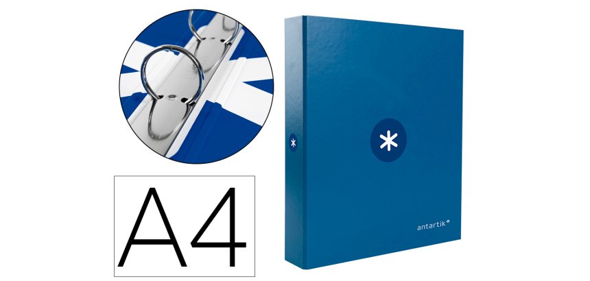 Carpeta antartik a4 forrada 4 anillas 25 mm redondas color azul marino