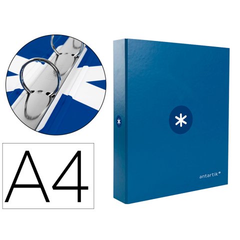 Carpeta antartik a4 forrada 4 anillas 25 mm redondas color azul marino