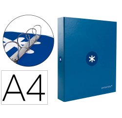 Carpeta 4 anillas 40 mm mixtas antartik a4 forrada color azul marino