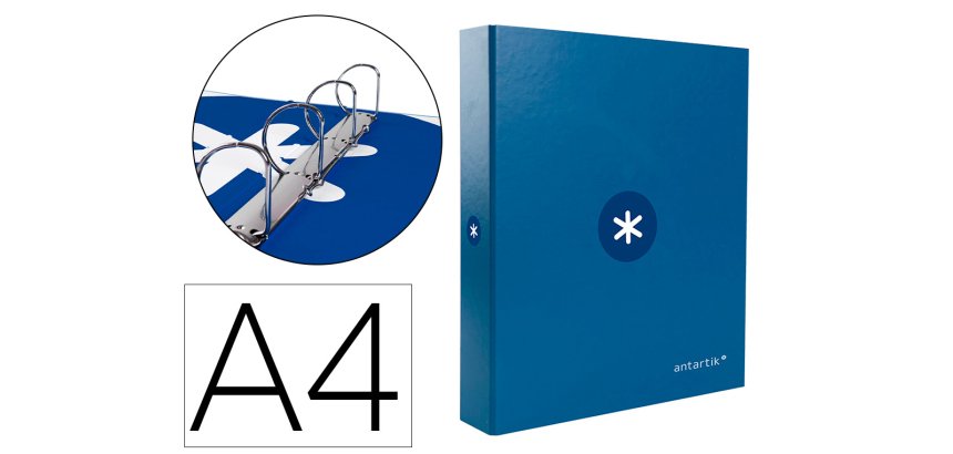 Carpeta 4 anillas 40 mm mixtas antartik a4 forrada color azul marino