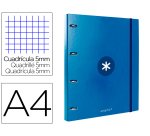 Carpeta con recambio antartik a4 cuadro 5mm forrada 4 anillas 25mm redondas color azul marino