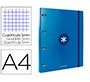 Carpeta con recambio antartik a4 cuadro 5mm forrada 4 anillas 25mm redondas color azul marino
