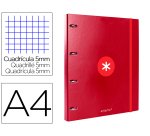 Carpeta con recambio antartik a4 cuadro 5mm forrada 4 anillas 25mm redondas color frambuesa