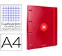 Carpeta con recambio antartik a4 cuadro 5mm forrada 4 anillas 25mm redondas color frambuesa