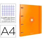 Carpeta con recambio antartik a4 cuadro 5mm forrada 4 anillas 25mm redondas color mostaza