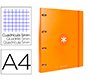 Carpeta con recambio antartik a4 cuadro 5mm forrada 4 anillas 25mm redondas color mostaza
