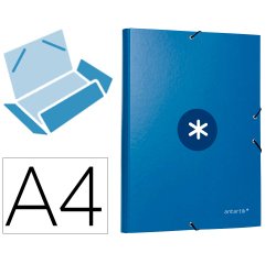 Carpeta antartik gomas tres solapas carton forrado a4 color azul marino