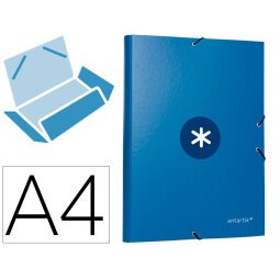 Carpeta antartik gomas a4 3 solapas carton forrado azul oscuro