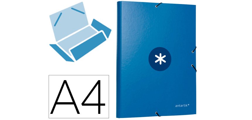 Carpeta antartik gomas tres solapas carton forrado a4 color azul marino