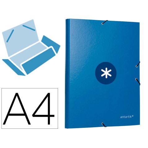 Carpeta antartik gomas a4 3 solapas carton forrado azul oscuro