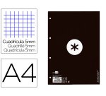 Recambio liderpapel A4 antartik 80 hojas 90g/m2 cuadro 5 mm 4 taladros 1 banda marco color negro