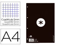 Recambio liderpapel A4 antartik 80 hojas 90g/m2 cuadro 5 mm 4 taladros 1 banda marco color negro