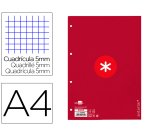 Recambio liderpapel A4 Antartik 80 hojas 90g/m2 cuadro 5 mm 4 taladros 1 banda marco color frambuesa